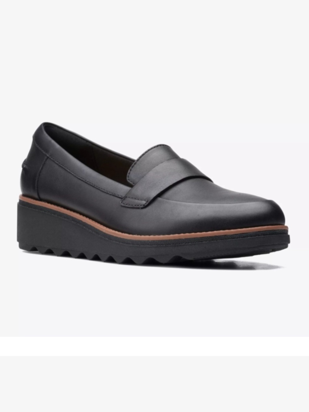 Clarks Black Leather Shoes Loafers Wedges